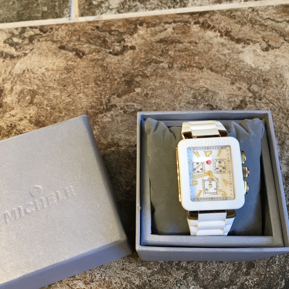 Michele white jelly watch
